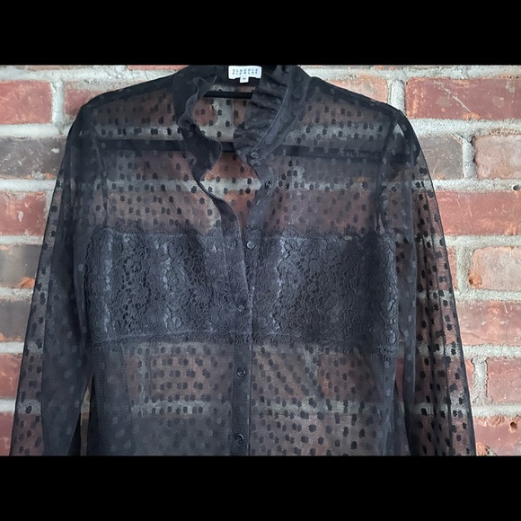Claudie Pierlot Black Lace Blouse (size 40, M) - Picture 3 of 4